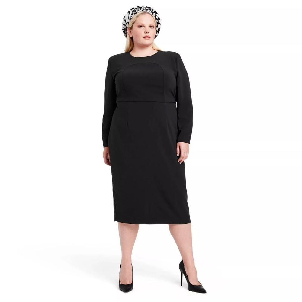 Women's Strong Shoulder Midi Dress - Sergio Hudson - Black Size 2X